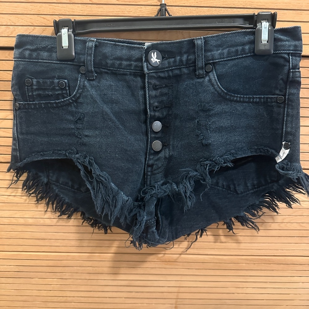 One teaspoon black denim cutoff shorts rollers 25